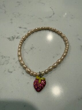 COACH Pearl Beaded Bracelet with Strawberry Charm